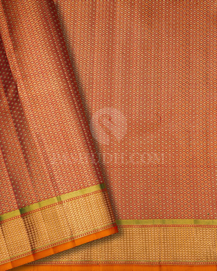 Bright Red And Light Green Kanjivaram Silk Saree-S1648(A)
