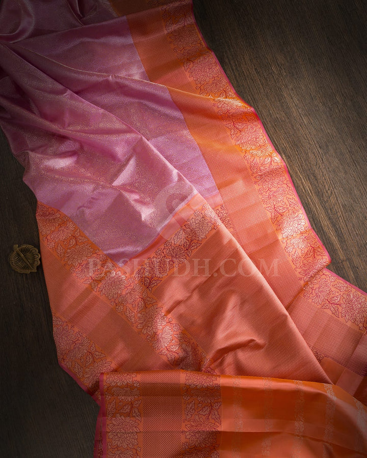 Lilac And Peach Kanjivaram Silk Saree-D671(A)