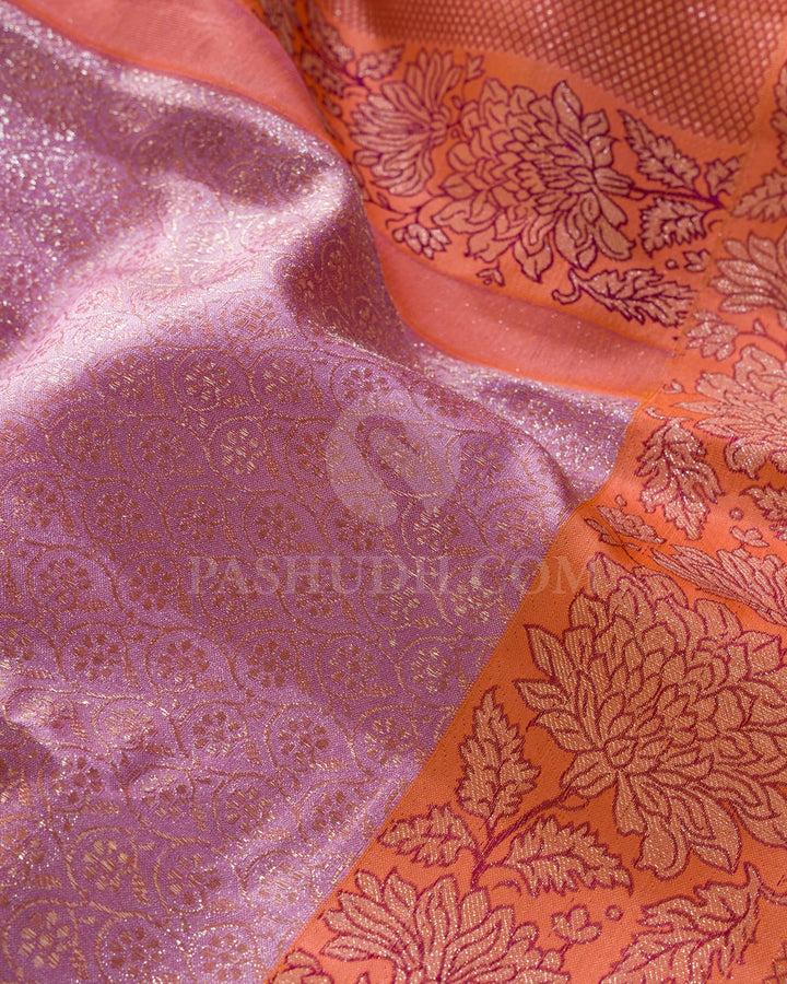 Lilac And Peach Kanjivaram Silk Saree-D671(A)