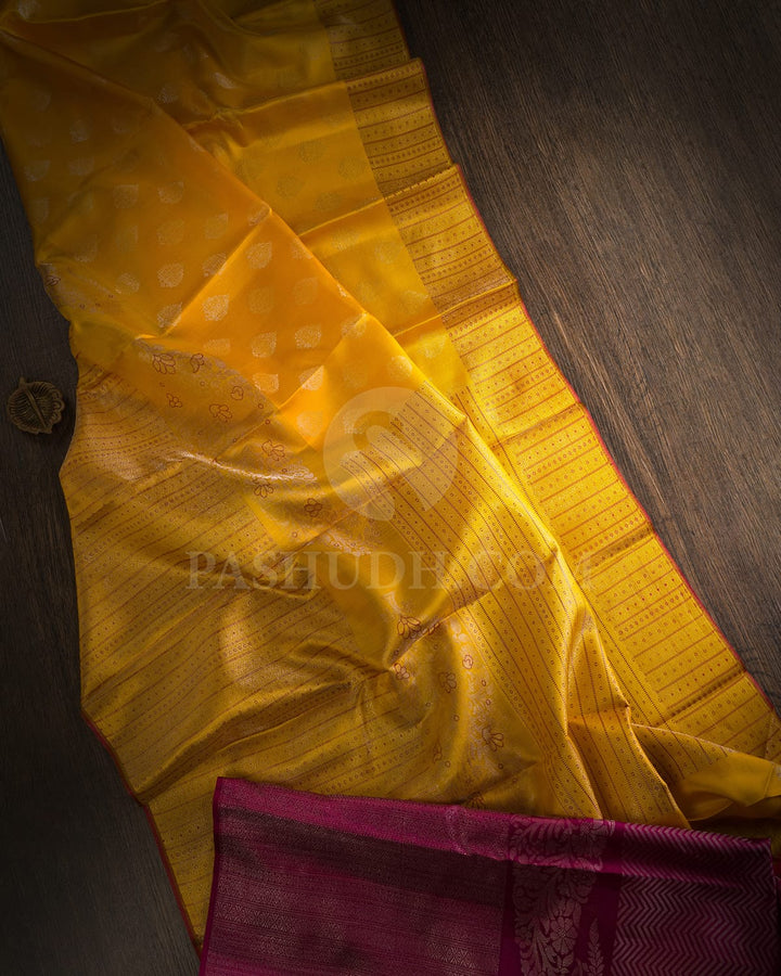 Bright Yellow,Mustard Bridal Kanjivaram Silk Saree-D668(A)