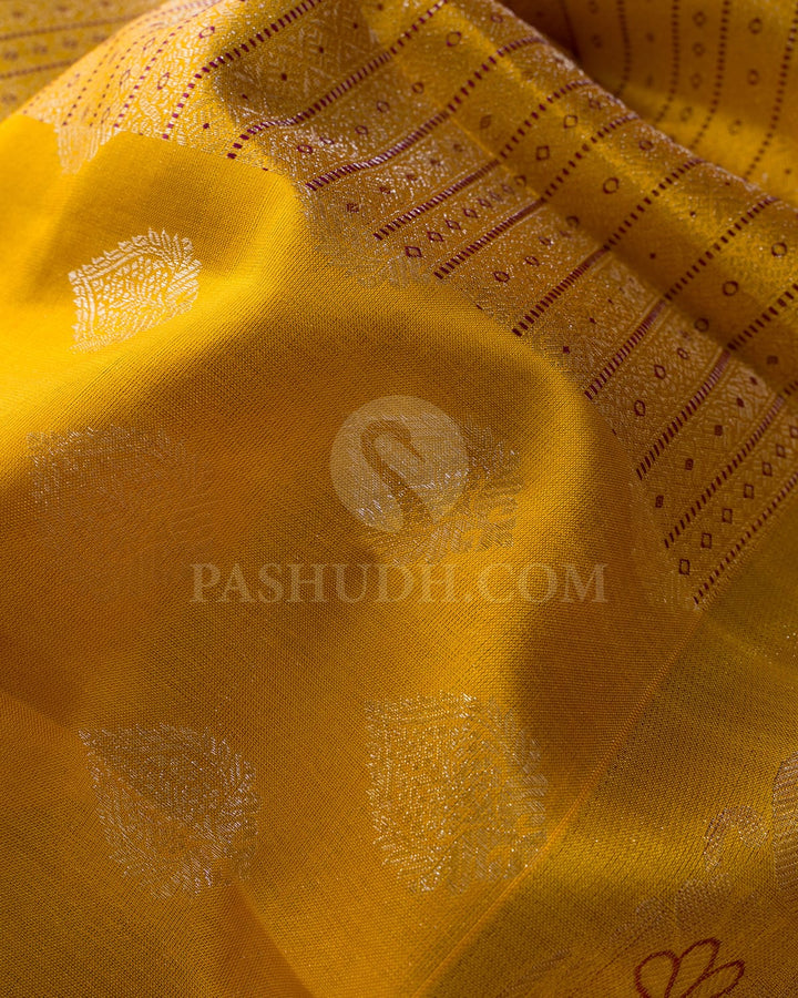 Bright Yellow,Mustard Bridal Kanjivaram Silk Saree-D668(A)