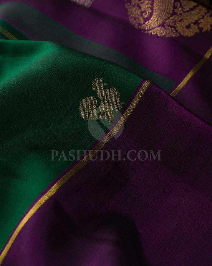 Dark Green With Purple Kanjivaram Silk Saree-S1461(C)