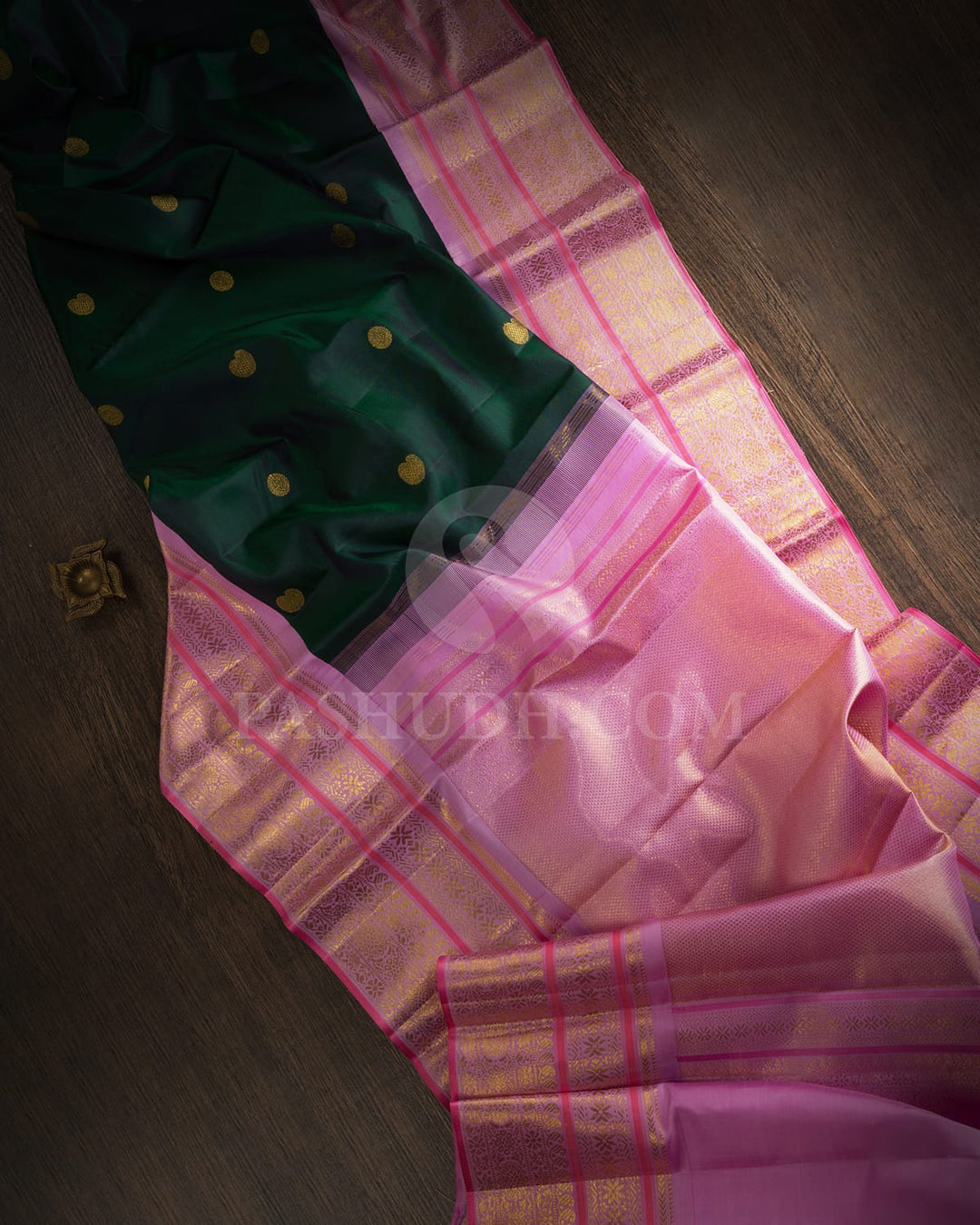 Dark Green With Lilac Kanjivaram Silk Saree-S1652(A)