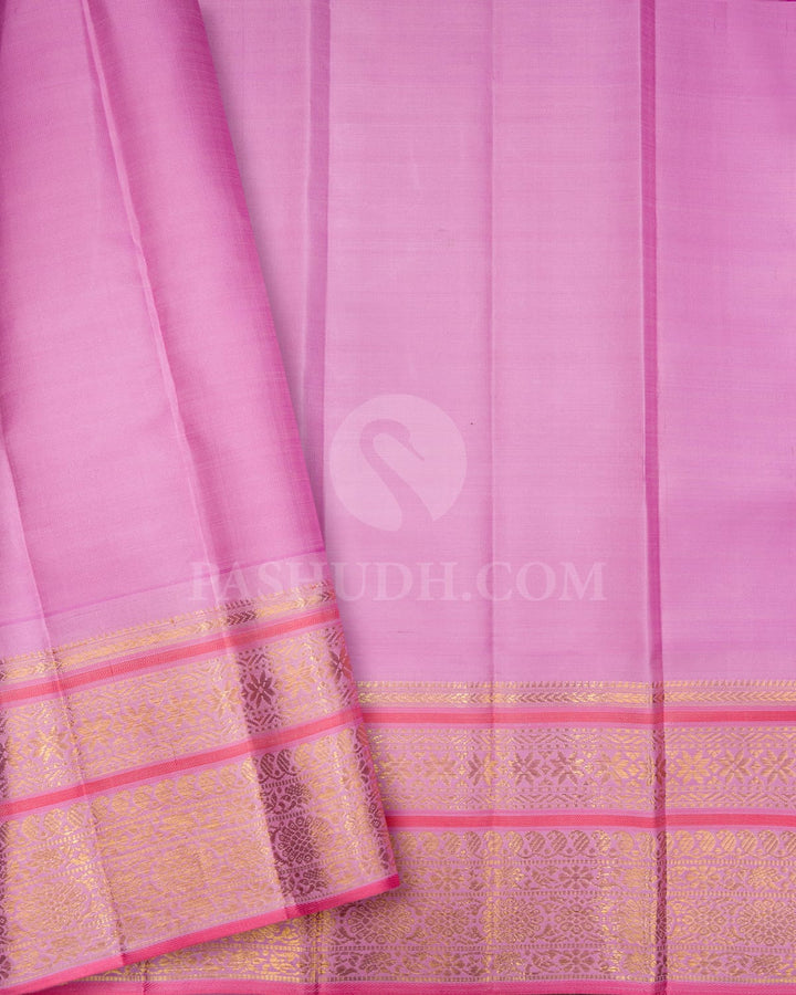 Dark Green With Lilac Kanjivaram Silk Saree-S1652(A)