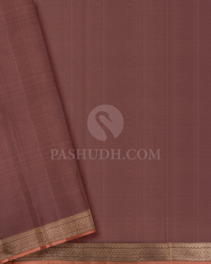 Mild Chocolate Brown Organza Shimmer Kanjivaram Silk Saree-S1475(C)