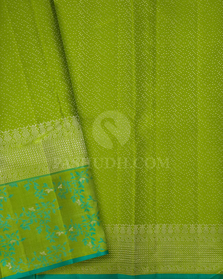 Parrot Green With Sea Green Kanjivaram Silk Saree-DJ420(B)
