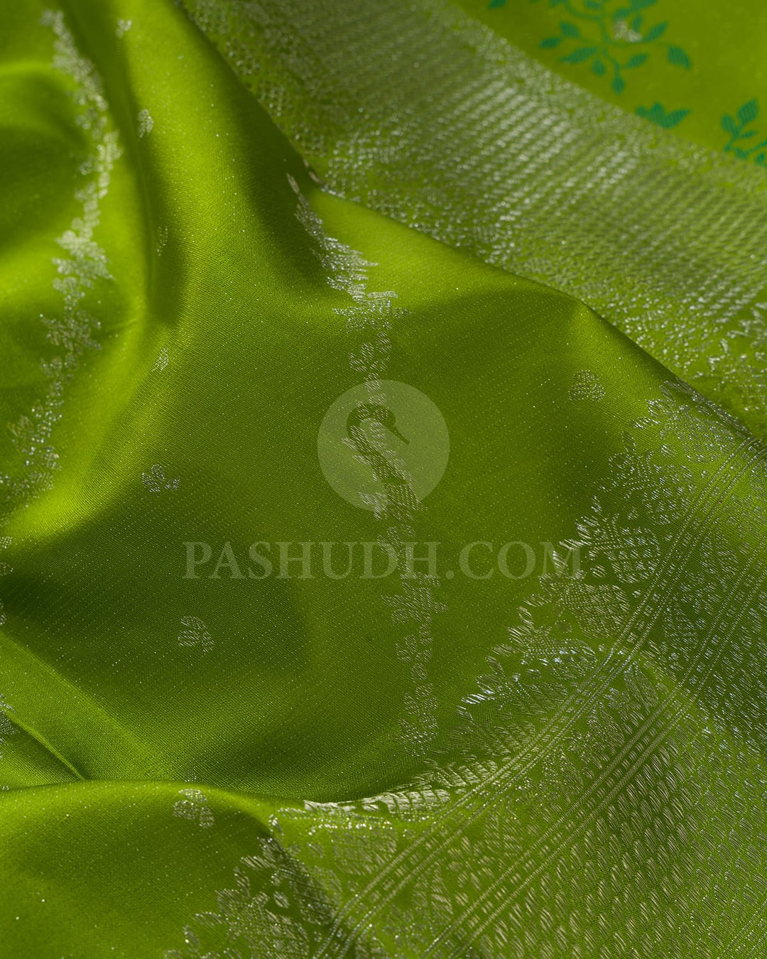 Parrot Green With Sea Green Kanjivaram Silk Saree-DJ420(B)