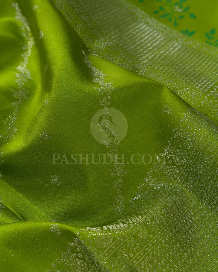 Parrot Green With Sea Green Kanjivaram Silk Saree-DJ420(B)