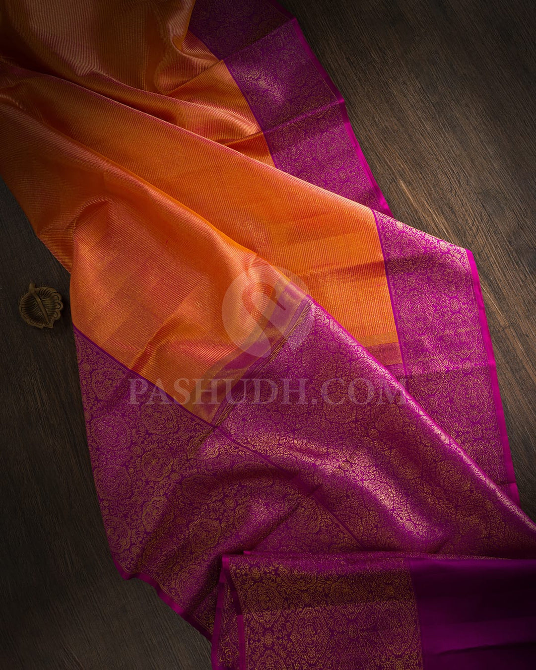 Dual Shaded Orange And Violet Kanjivaram Silk Saree-S1168(D)