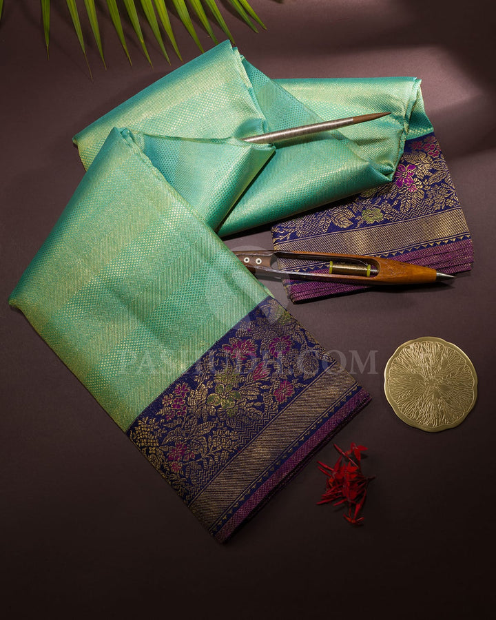 Sky Blue With Royal Blue Kanjivaram Silk Saree-S1637(A)