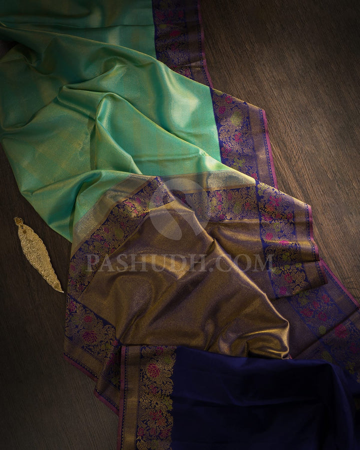 Sky Blue With Royal Blue Kanjivaram Silk Saree-S1637(A)