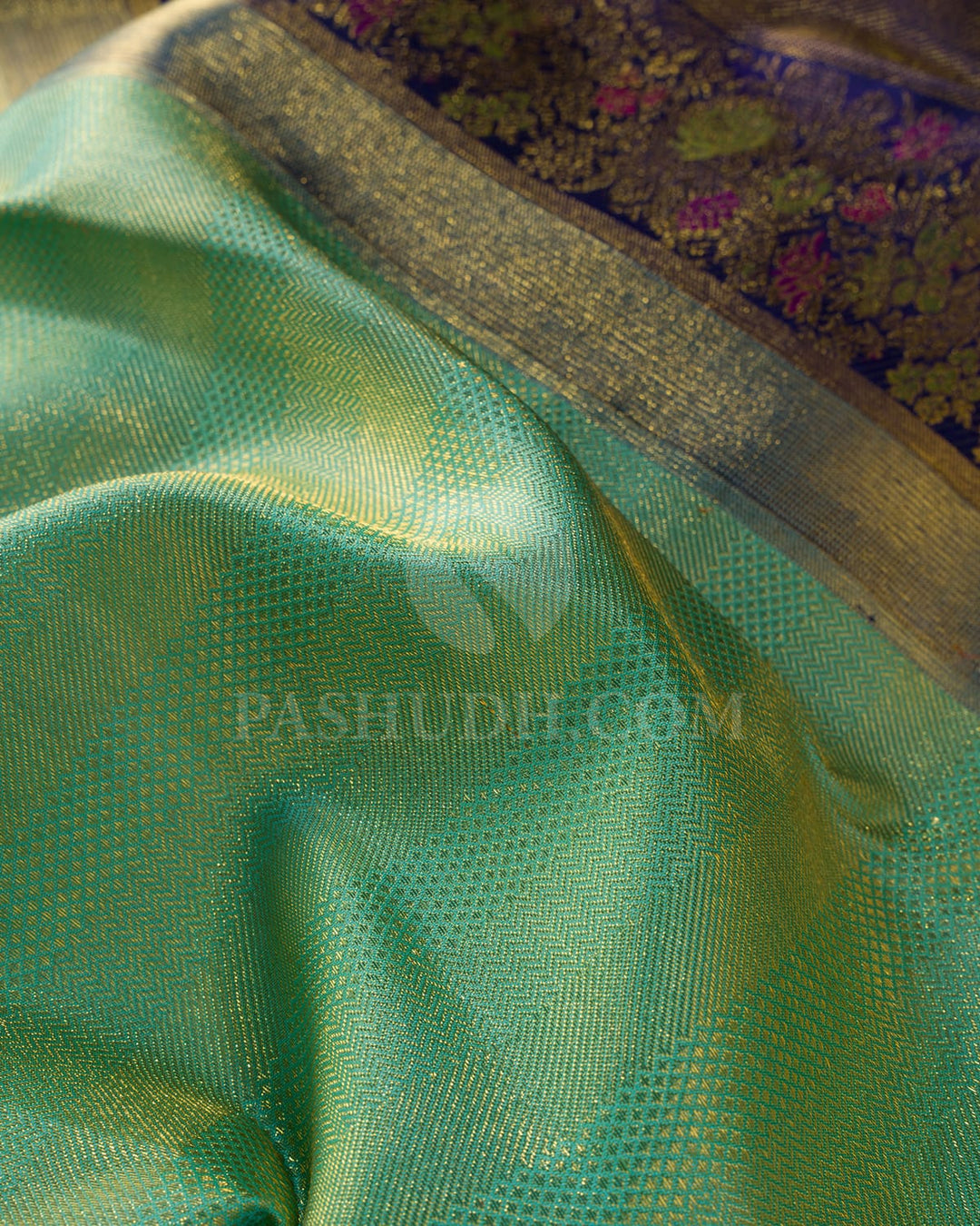Sky Blue With Royal Blue Kanjivaram Silk Saree-S1637(A)