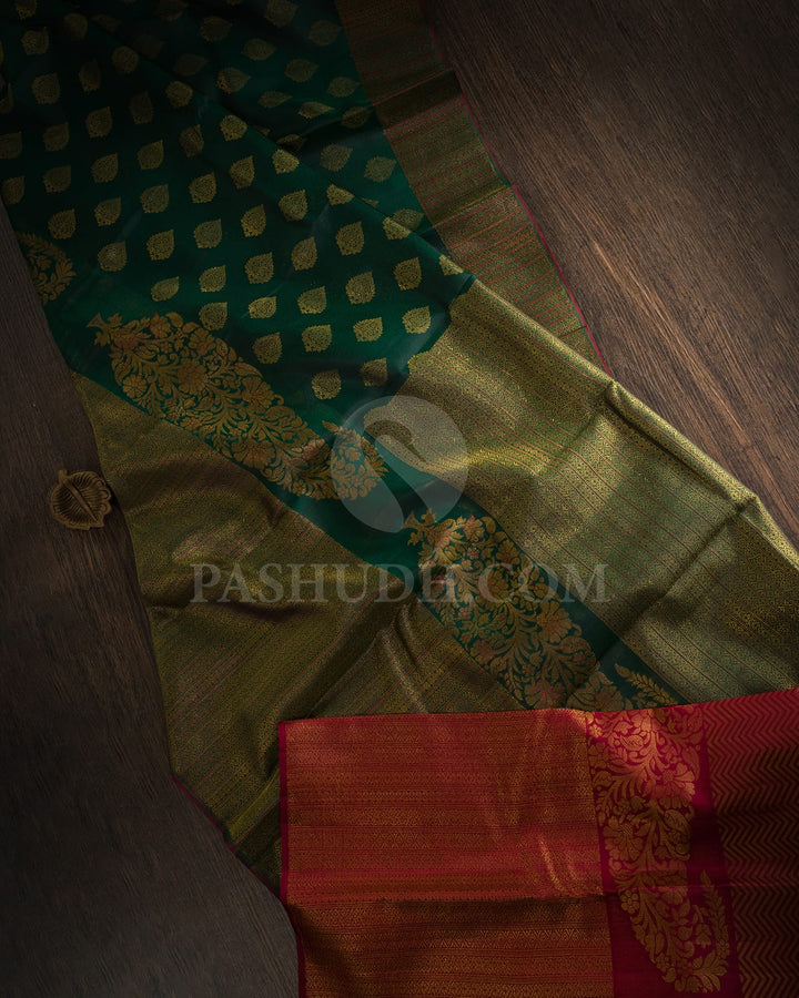 Dark Green Kanjivaram Silk Saree-D668(B)