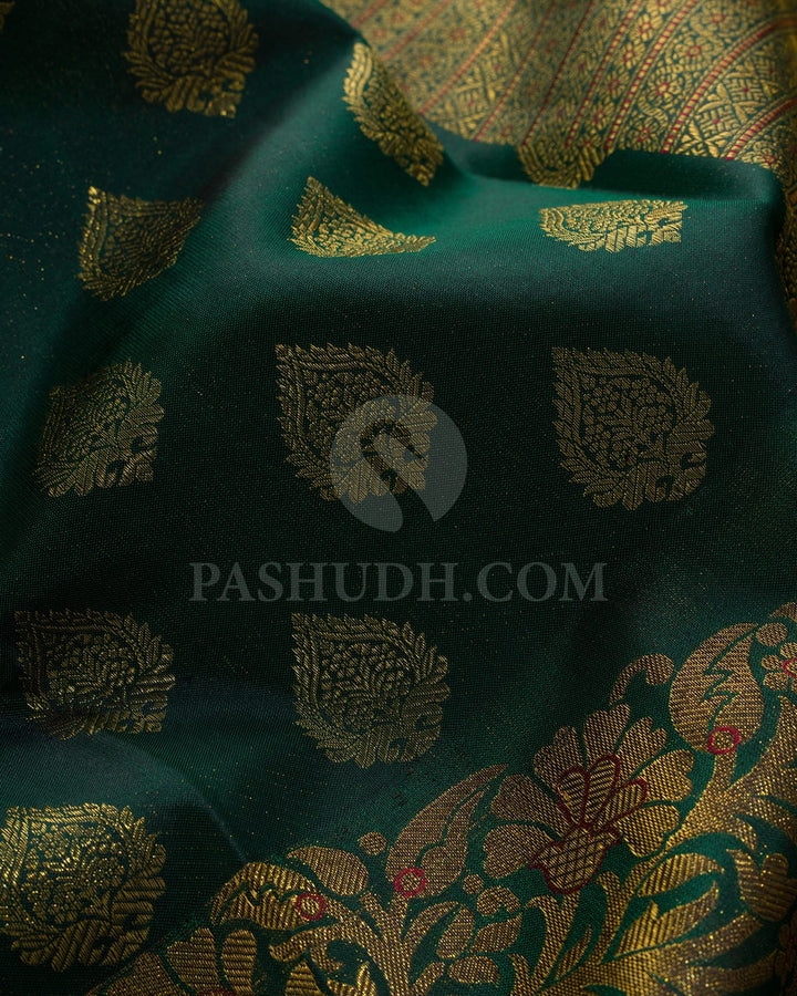 Dark Green Kanjivaram Silk Saree-D668(B)