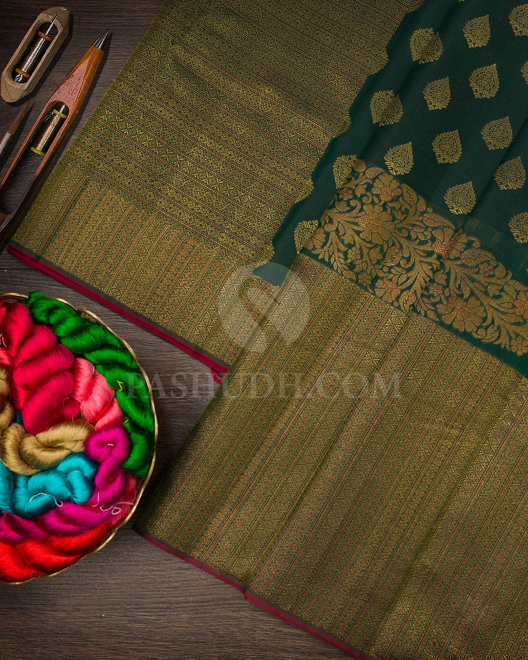Dark Green Kanjivaram Silk Saree-D668(B)