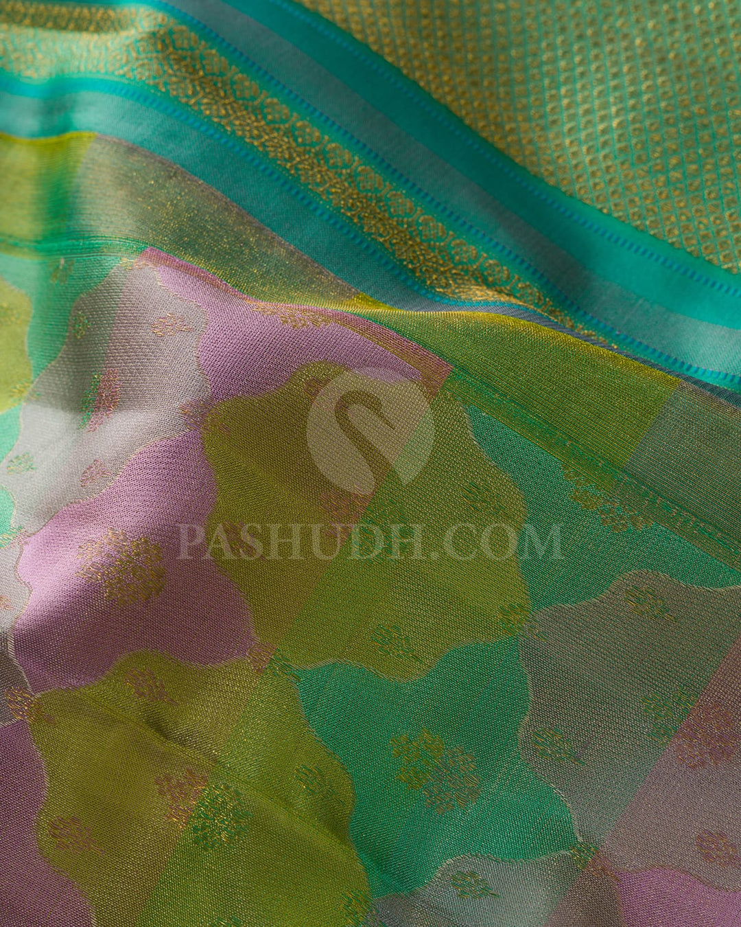 Rexona Green,Pear Green,Grey And Lavender Kanjivaram Silk Saree-D661(B)