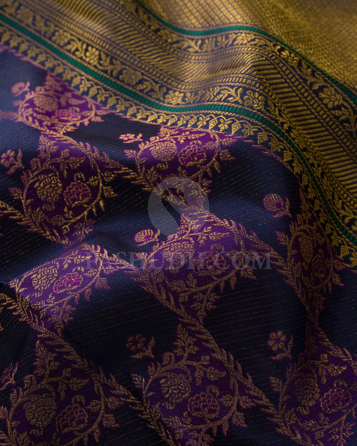 Navy Blue Kanjivaram Silk Saree-D655(B)