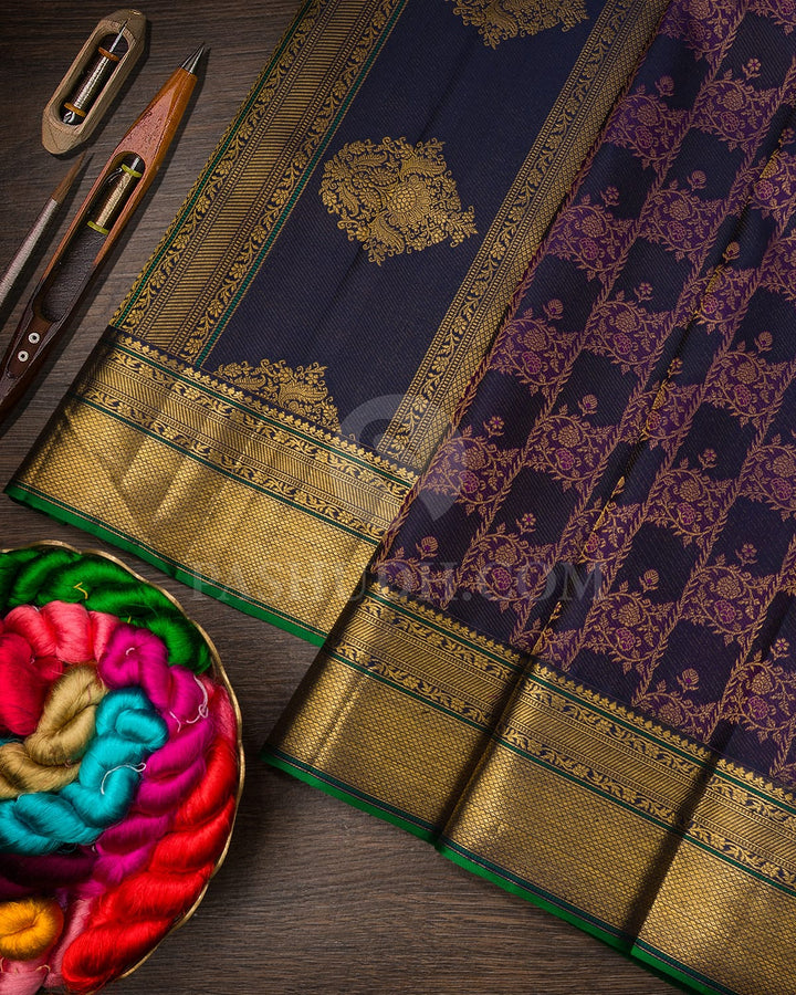 Navy Blue Kanjivaram Silk Saree-D655(B)