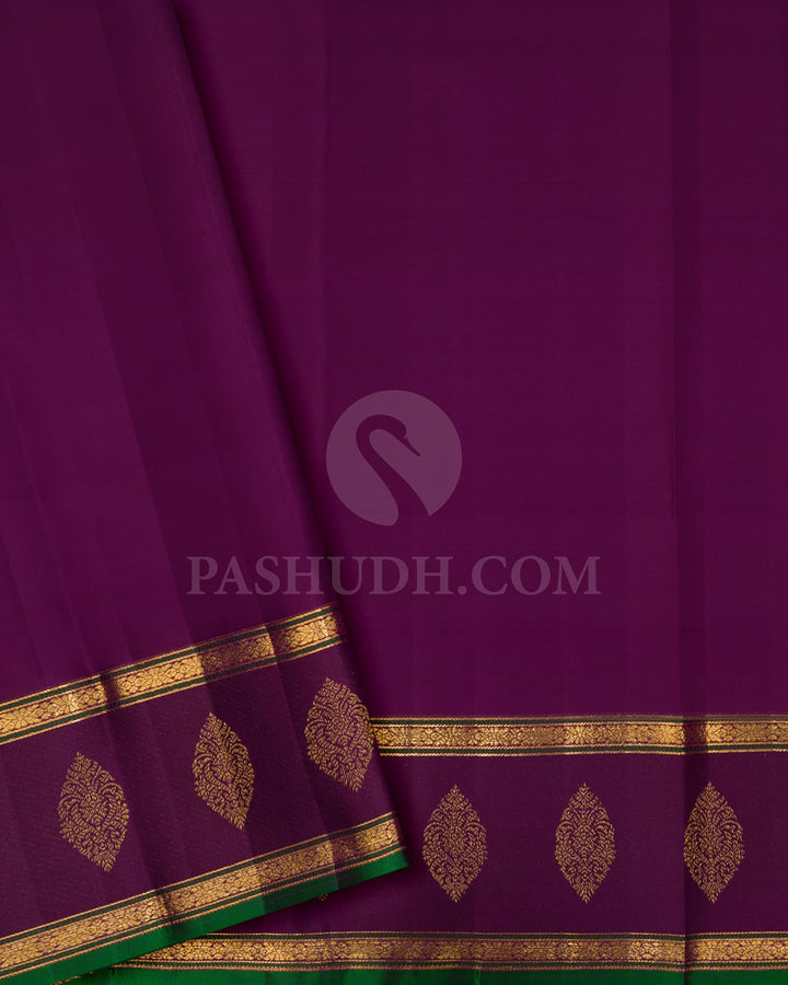 Red, Orange And Purple Kanjivaram Silk Saree-D652(D)