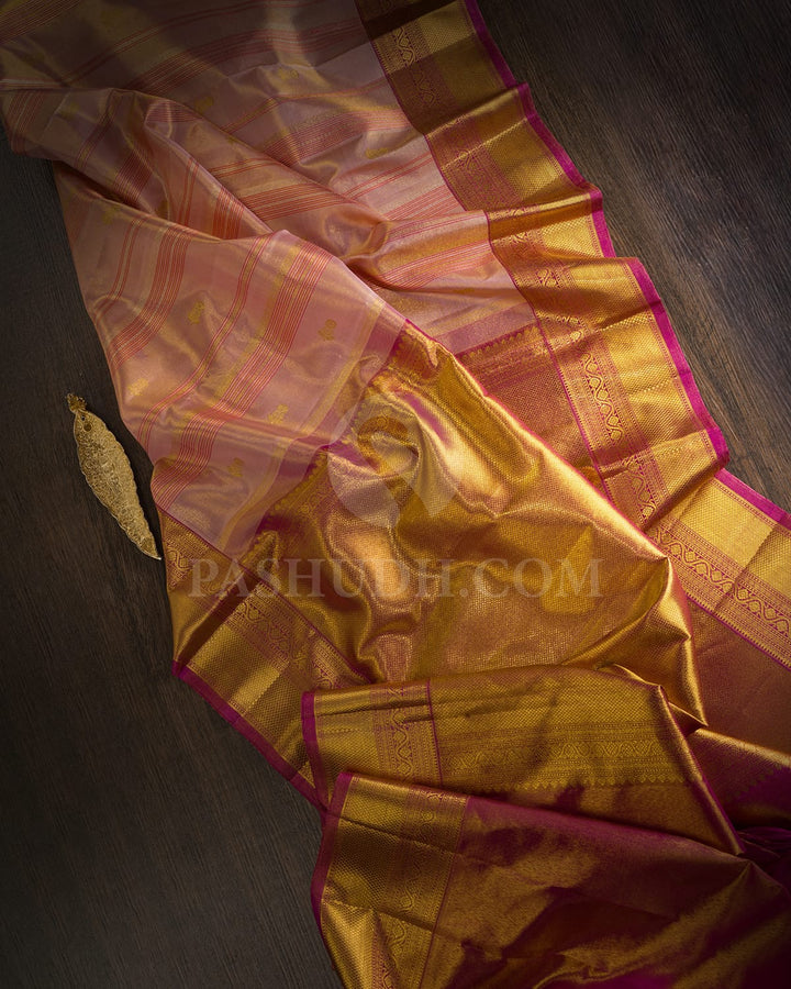 Baby Pink And Rani Pink Kanjivaram Silk Saree-S1364(D)