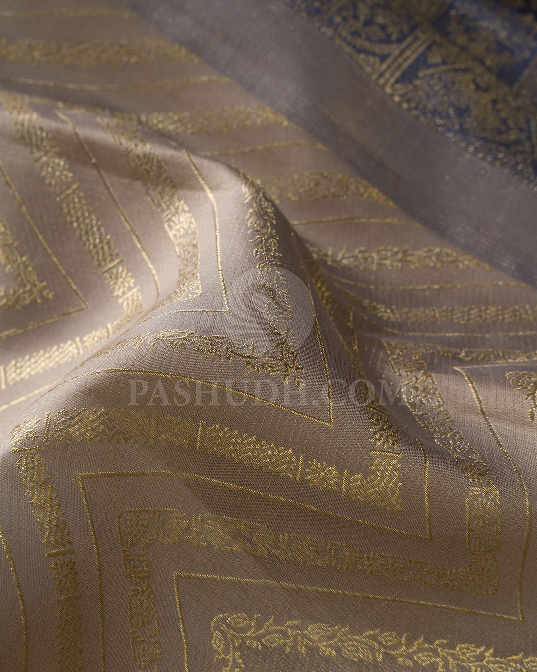 Grey And Steel Blue Kanjivaram Silk Saree-D611(C)