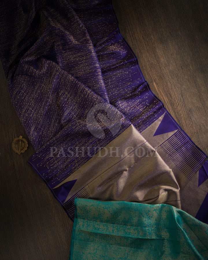 Royal Blue With Anandha Blue Kanjivaram Silk Saree-DJ305(K)