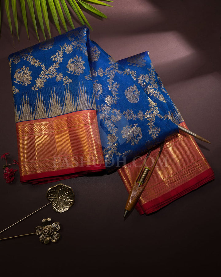 Royal Blue With Pink Bridal Kanjivaram Silk Saree-S1651(A)