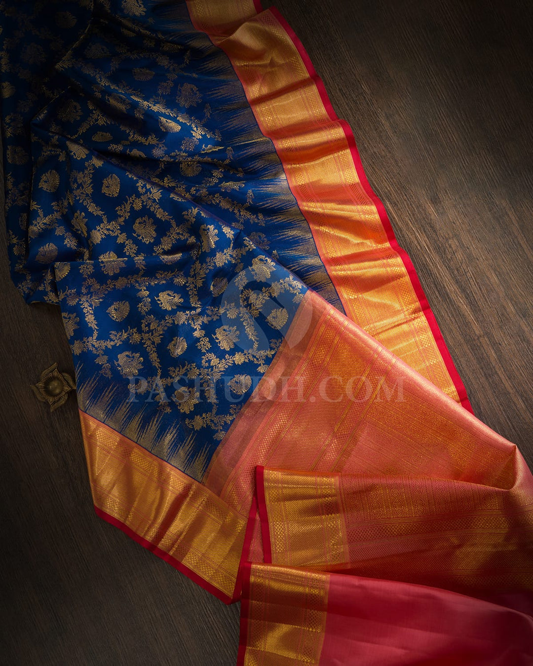 Royal Blue With Pink Bridal Kanjivaram Silk Saree-S1651(A)