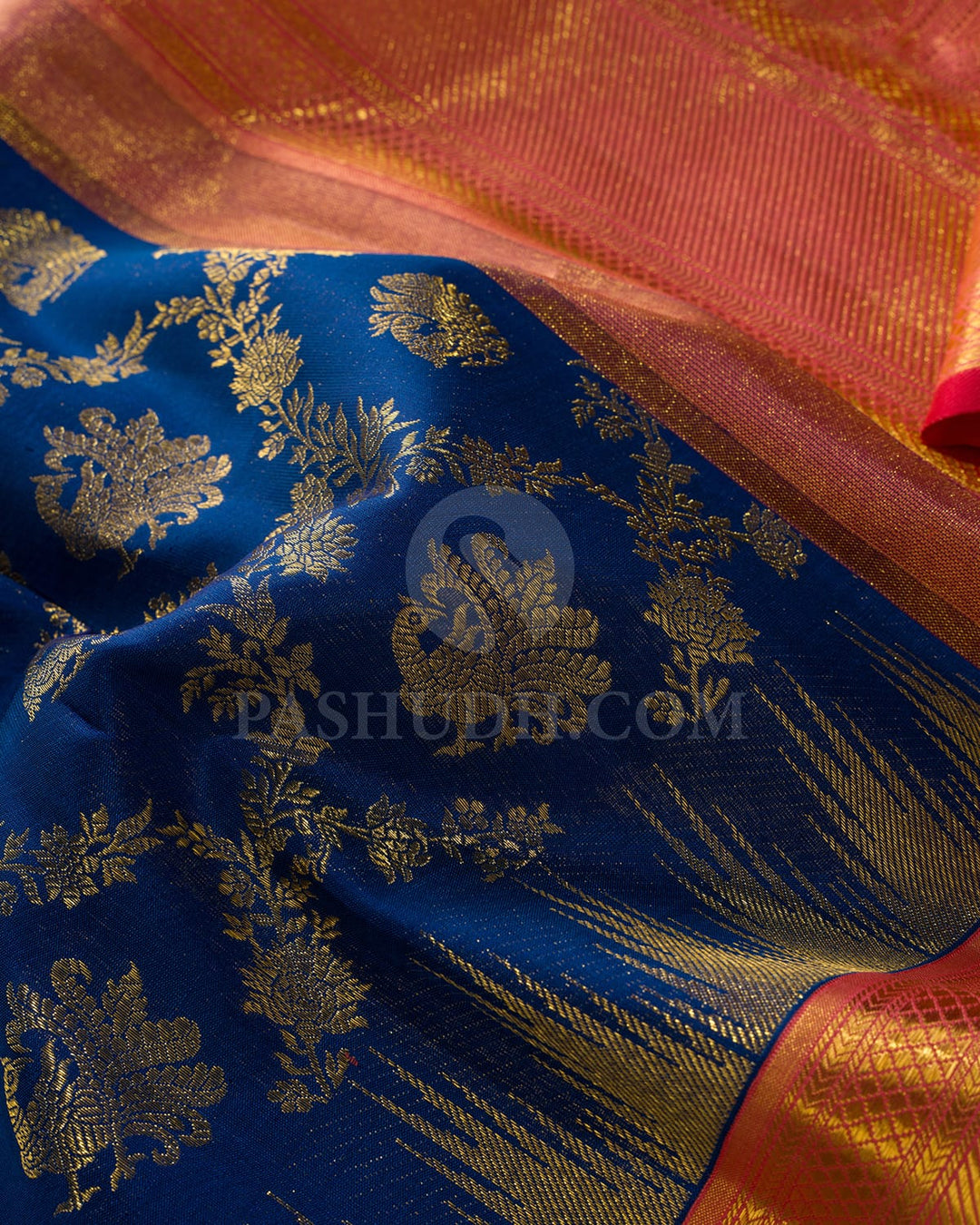 Royal Blue With Pink Bridal Kanjivaram Silk Saree-S1651(A)