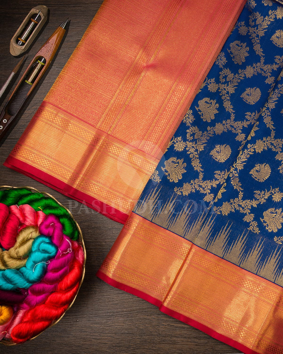 Royal Blue With Pink Bridal Kanjivaram Silk Saree-S1651(A)