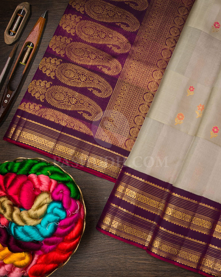 Grey And Purple Kanjivaram Silk Saree-S1660(A)