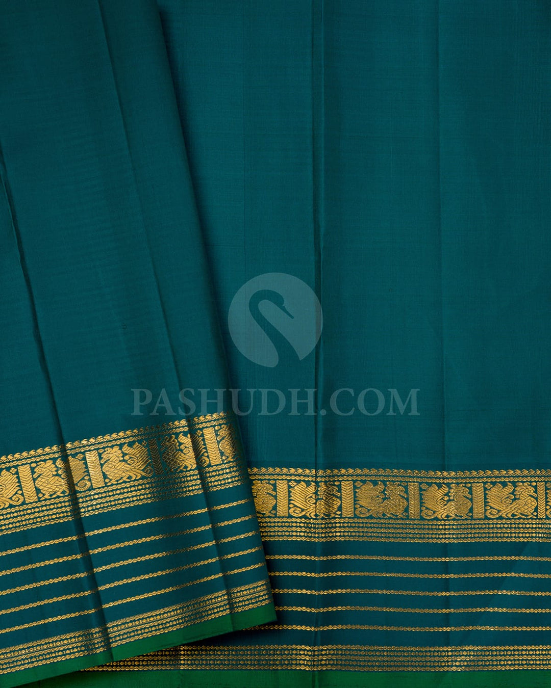 Silver Grey And Sea Green Kanjivaram Silk Saree-S1656(A)