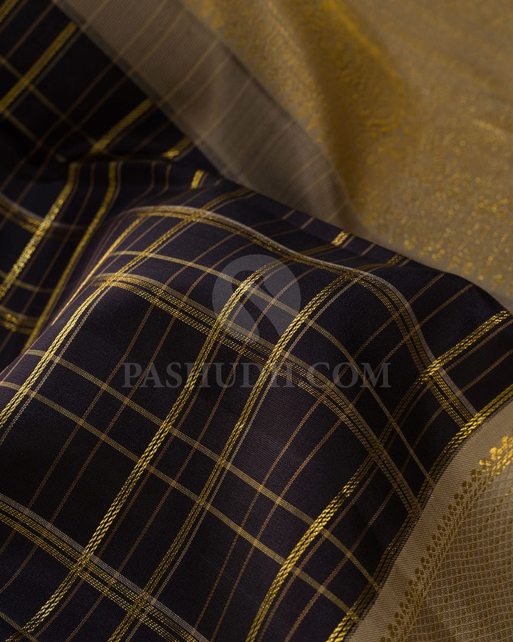 Black With Beige Kanjivaram Silk Saree-S1658(A)