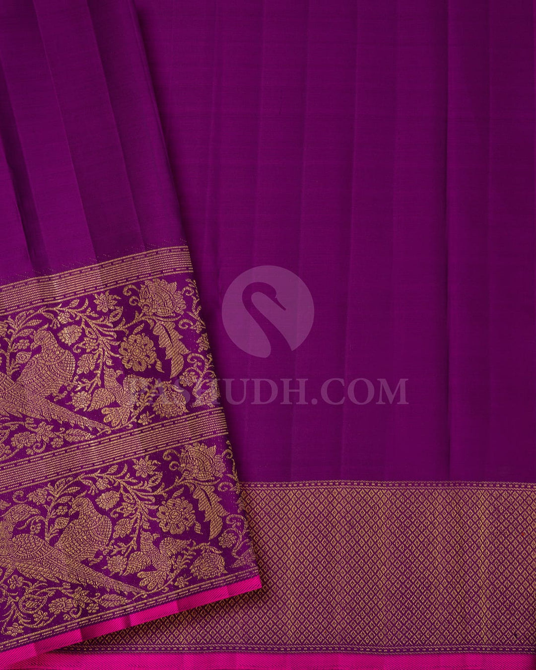 Parrot Green With Violet Kanjivaram Silk Saree-S1653(A)
