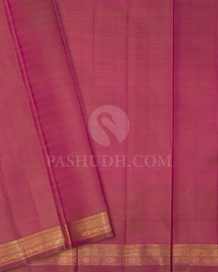 Rani Pink With Beige And Pink Kanjivaram Silk Saree-S1669(A)