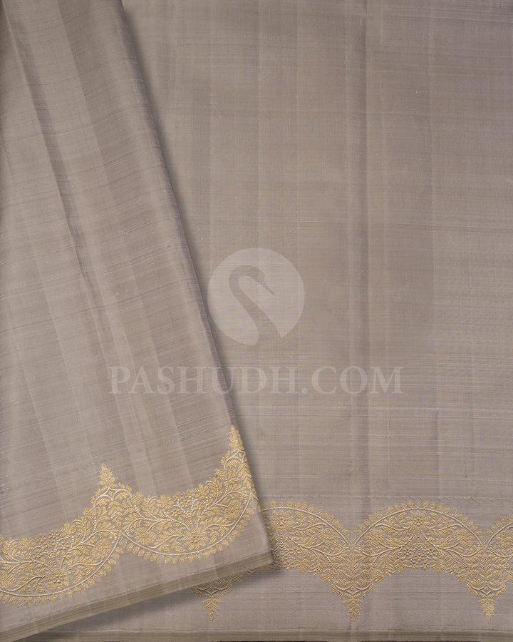 Turquoise Blue With Grey Kanjivaram Silk Saree-S1401(C)