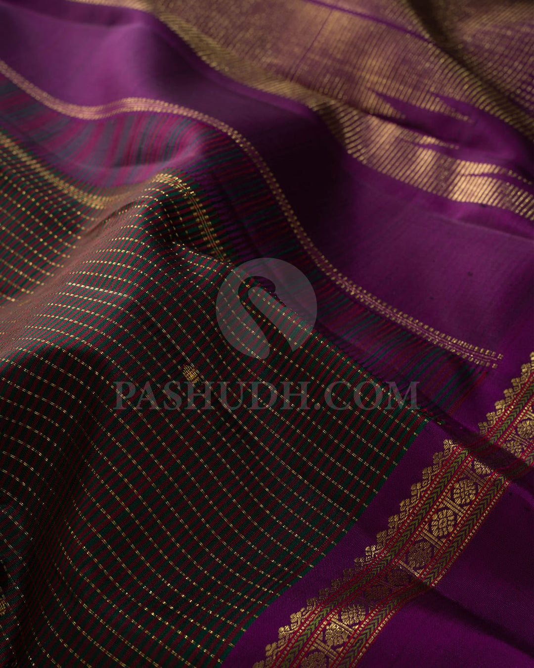 Green,Rust Red Kanjivaram Silk Saree-S1671(A)