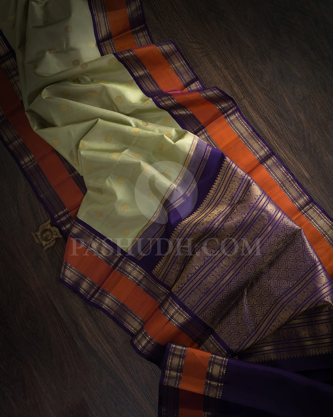 Pista Green And Royal Blue Kanjivaram Silk Saree-SP388