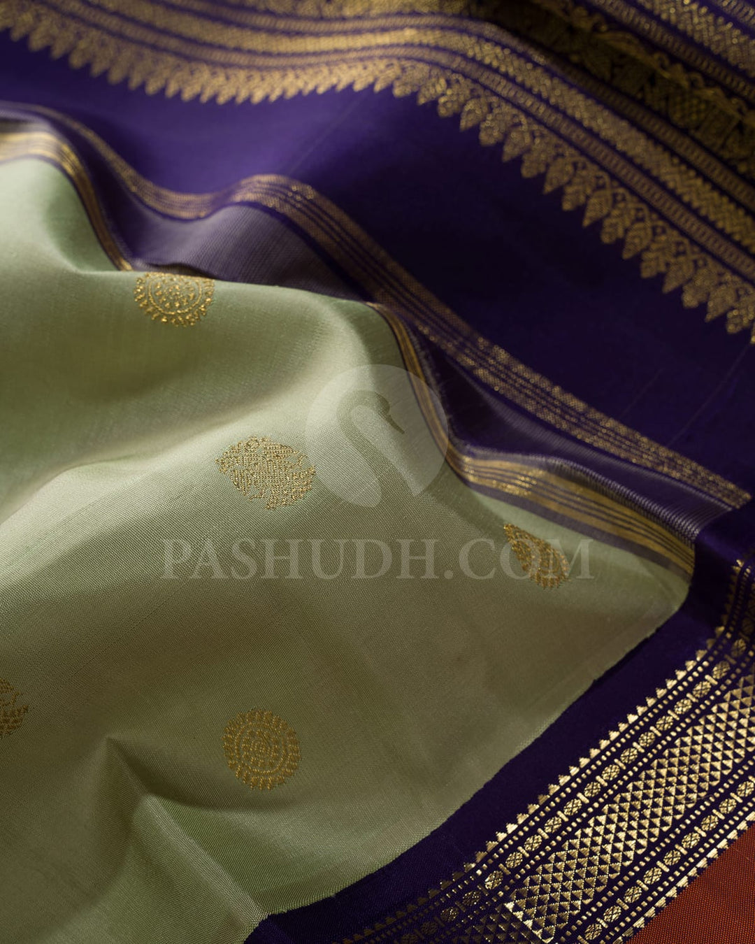 Pista Green And Royal Blue Kanjivaram Silk Saree-SP388