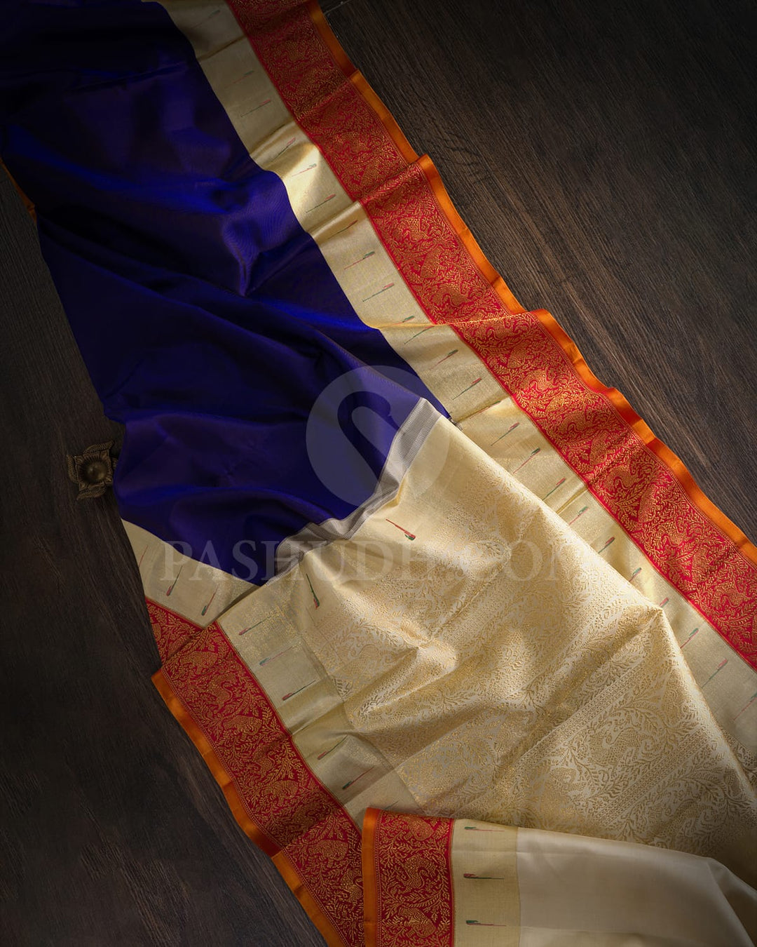 Royal Blue And Red Kanjivaram Silk Saree-S1546(D)