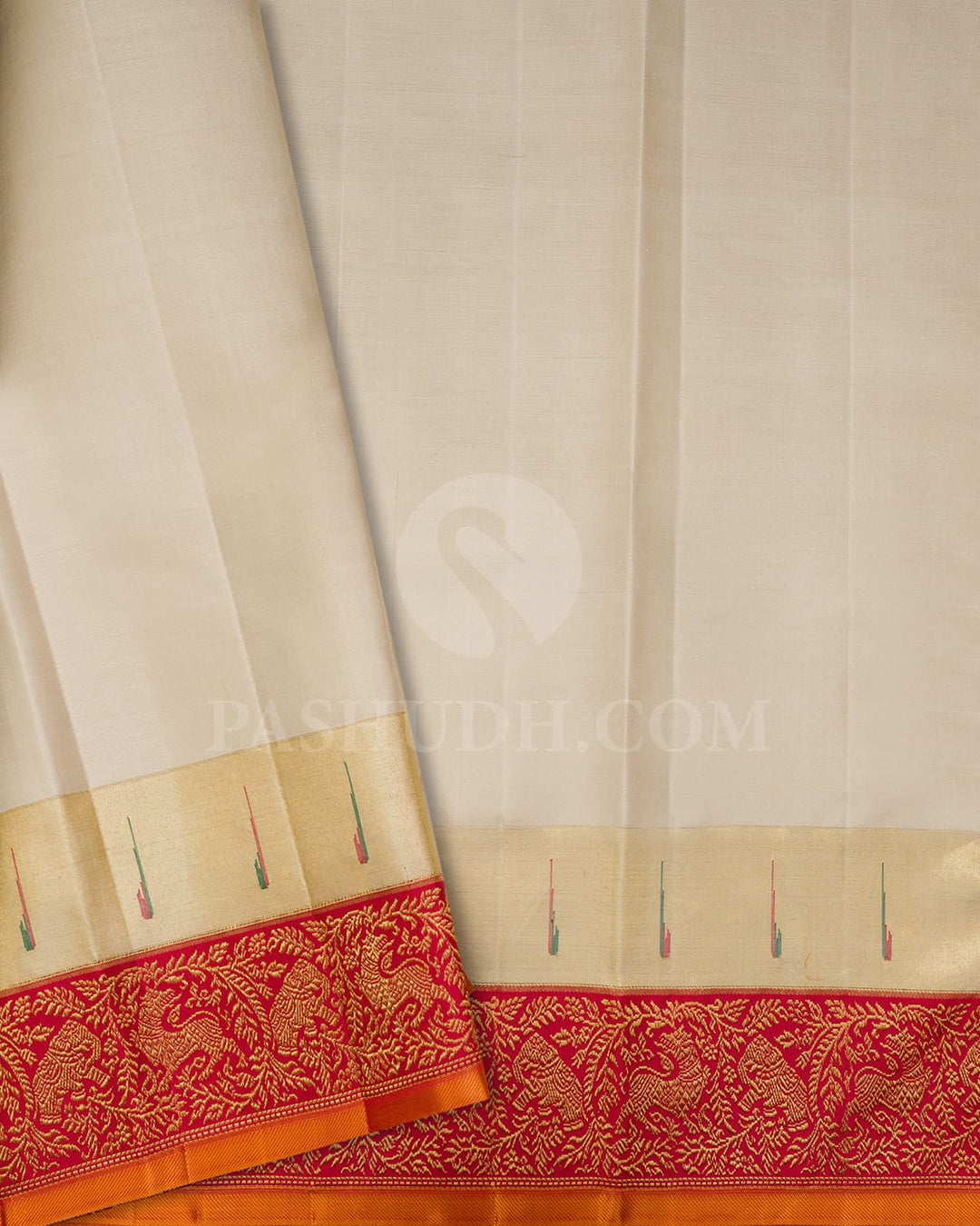 Royal Blue And Red Kanjivaram Silk Saree-S1546(D)