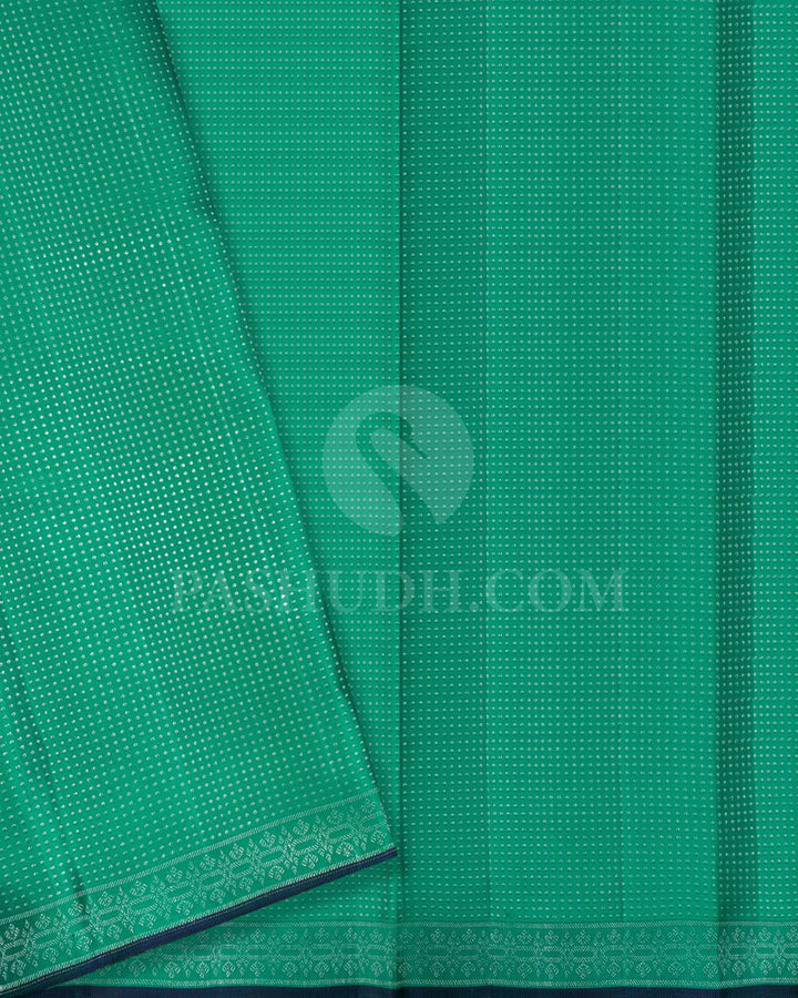 Sky Blue With Emerald Green Kanjivaram Silk Saree-DJ410(C)