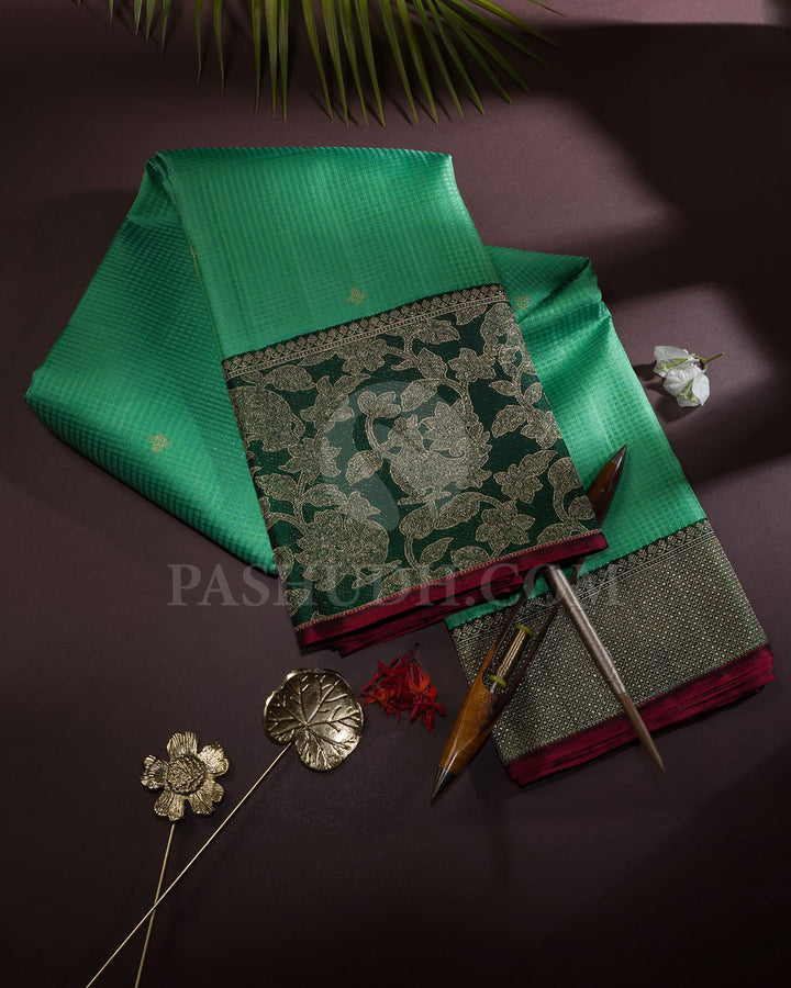 Rexona Green With Dark Green Kanjivaram Silk Saree-S1138(C)