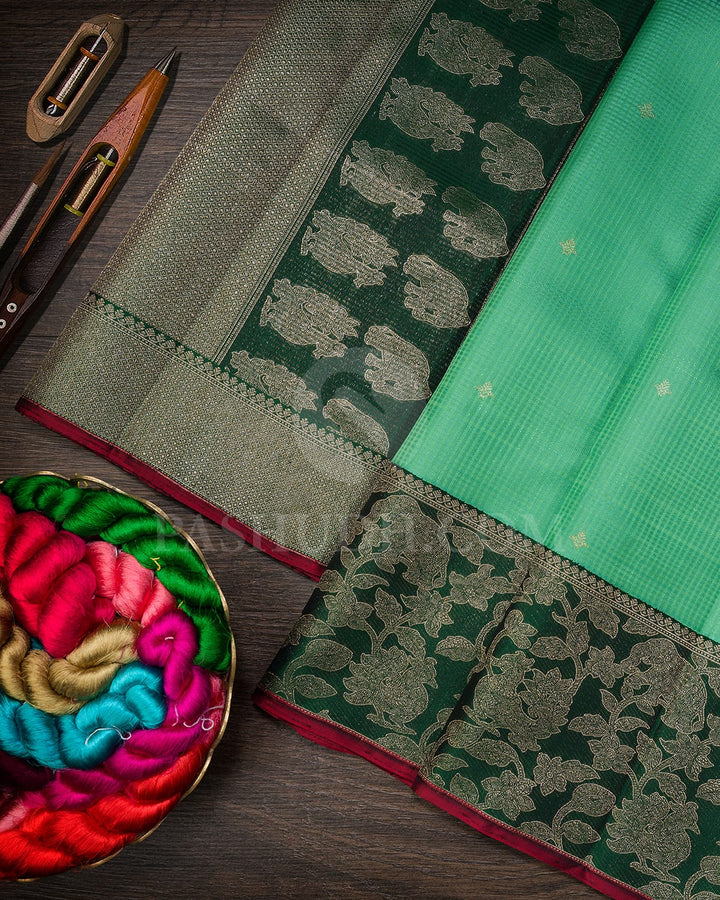 Rexona Green With Dark Green Kanjivaram Silk Saree-S1138(C)