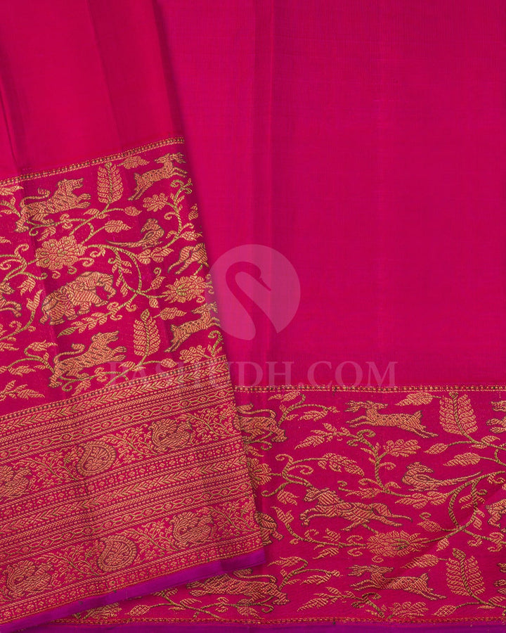 Dual Shaded Sky Blue With Rani Pink Kanjivaram Silk Saree-S1665(A)