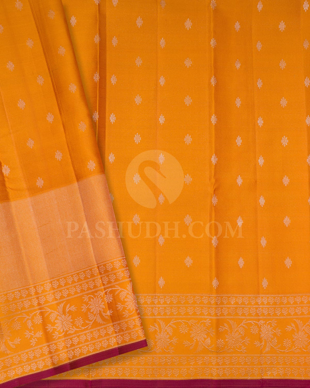 Sky Blue And Silver Grey With Orange Kanjivaram Silk Saree-DJ413(C)
