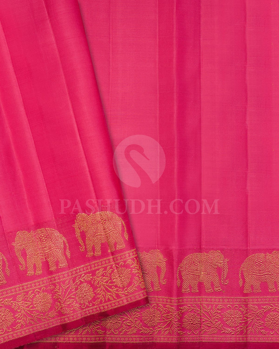 Mustard Yellow And Dual Shaded Pear Green With Fuchsia Pink Kanjivaram Silk Saree-S1597(B)