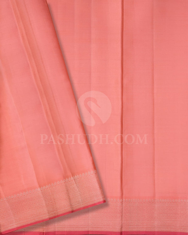 Creamy Beige With Peach Kanjivaram Silk Saree-DJ438(A)