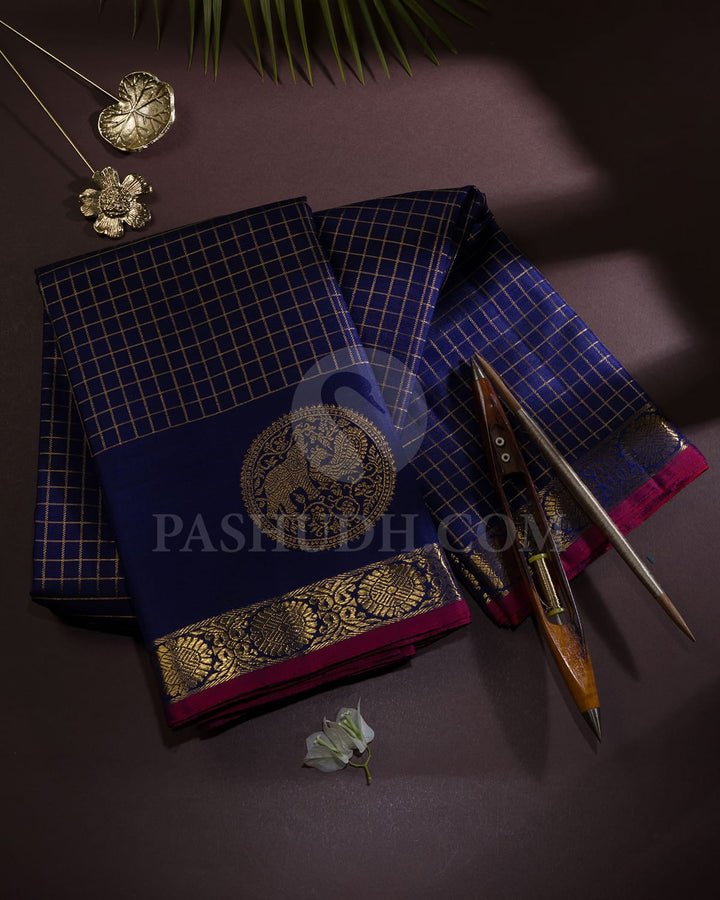 Royal Blue With Red Kanjivaram Silk Saree-S1666(A)