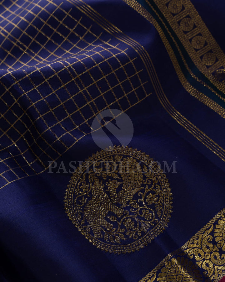 Royal Blue With Red Kanjivaram Silk Saree-S1666(A)